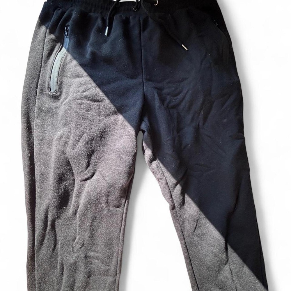 J.Come Mens Black Fleece Lined Jogger Sweatpants Zipper Pockets 2XL